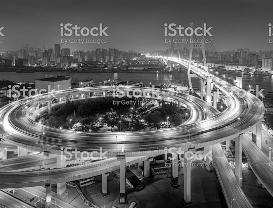 Night, Multiple Lane Highway, Nanpu Bridge, Futuristic, Asia